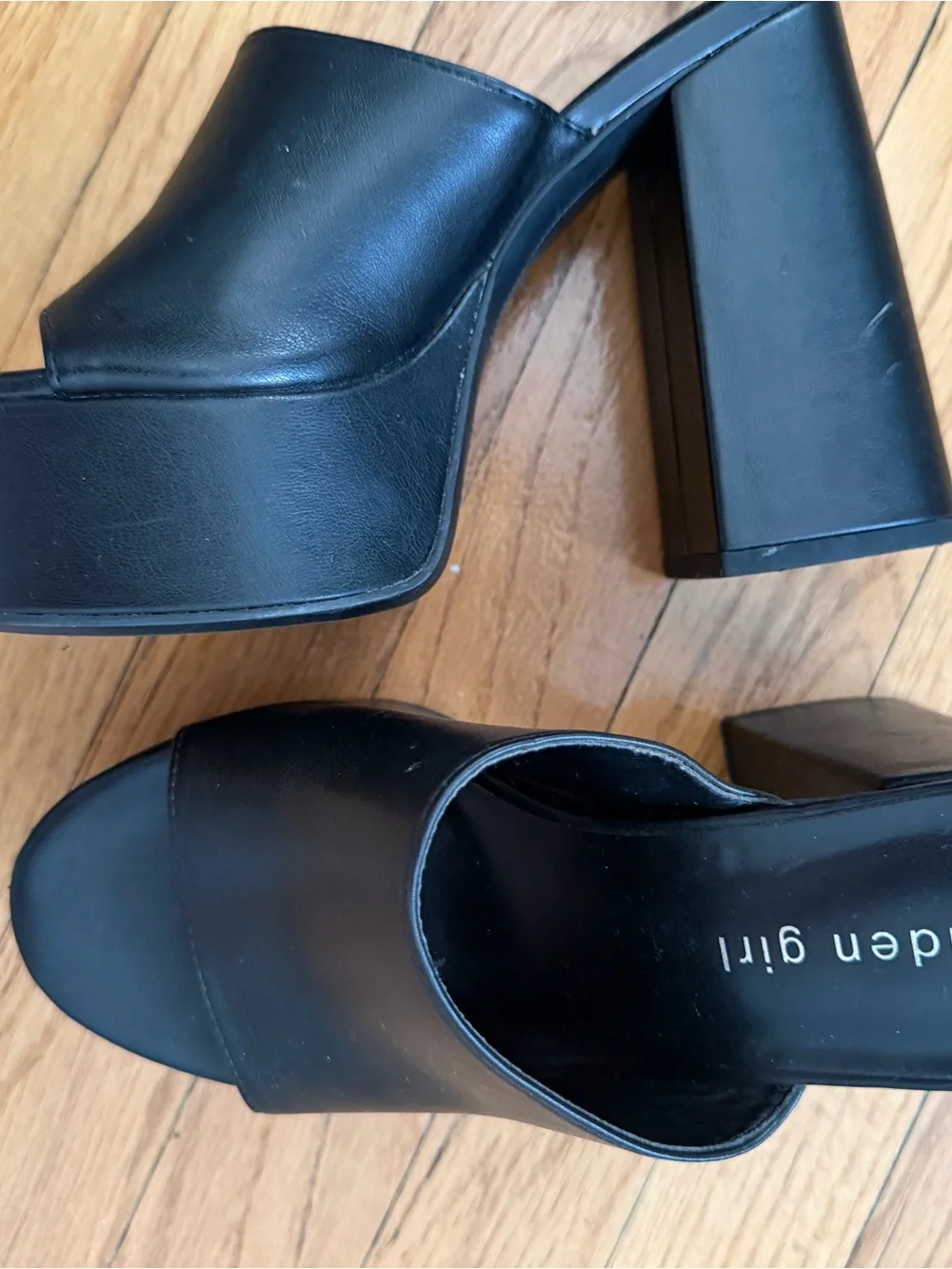 Madden Girl Black Platform Block Heel Sandal 6.5